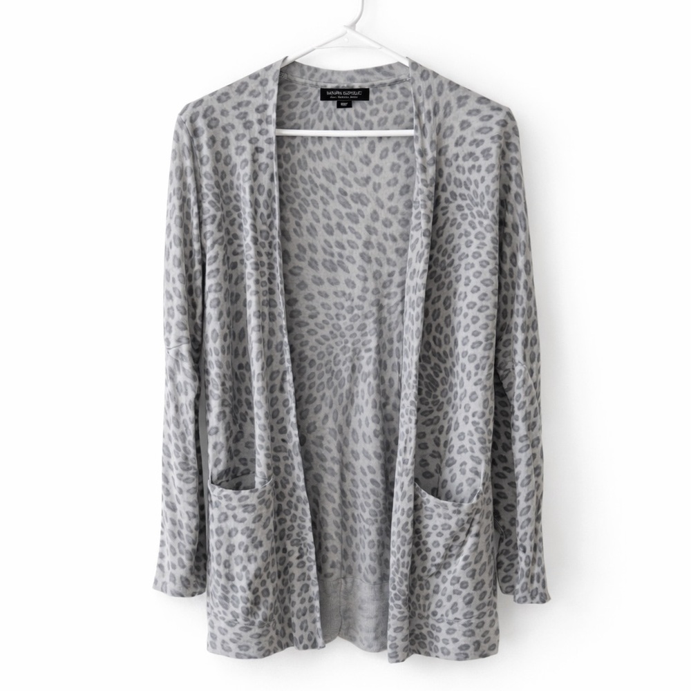 Banana Republic Merino Wool Gray Animal Print Cardigan